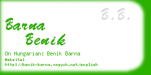 barna benik business card